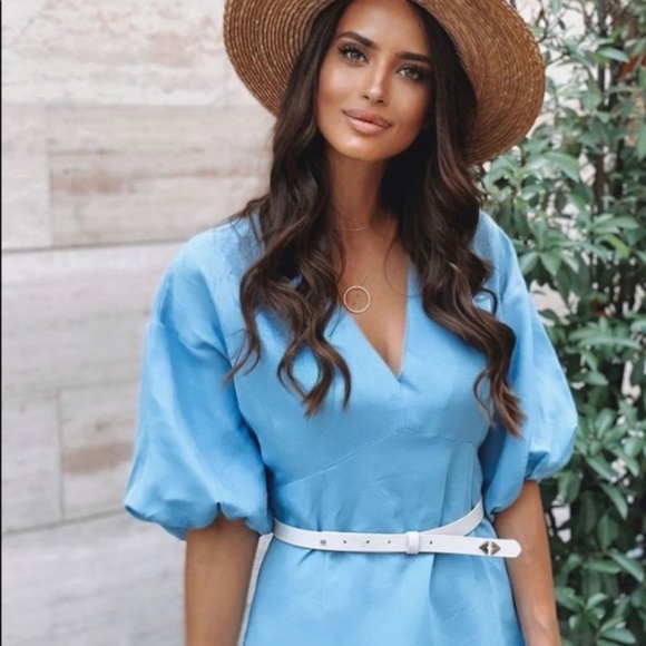 💧Zara Sky Blue Voluminous Rustic Dress NWT💧 - Picture 5 of 15